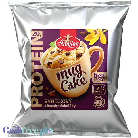 Amylon Mug  Cake - proteinowe ciasto waniliowe z kawałkami czekolady z kubka 26g białka