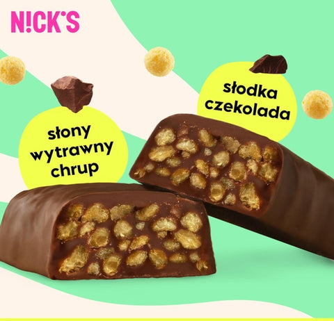 Nicks N!ck's Choco Crush - baton czekoladowy z solonymi chrupkami bez dodatku cukru 158kcal