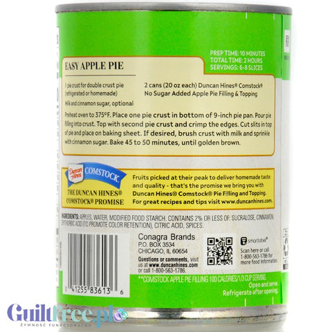 Duncan Hines No Sugar Added Apple Pie Filling - gotowe nadzienie do szarlotki bez dodatku cukru