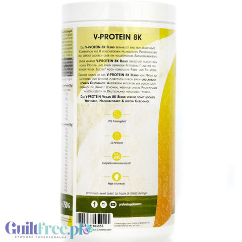 Pro Fuel V-Protein 8K Lemon Cheesecake 750g - vegan protein supplement with lemon cheesecake flavor