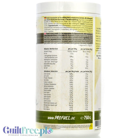 Pro Fuel V-Protein 8K Lemon Cheesecake 750g - vegan protein supplement with lemon cheesecake flavor