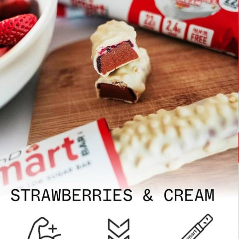 Phd Smart Bar White Chocolate Strawberries & Cream - sugar-free protein bar with strawberry caramel and white chocolate
