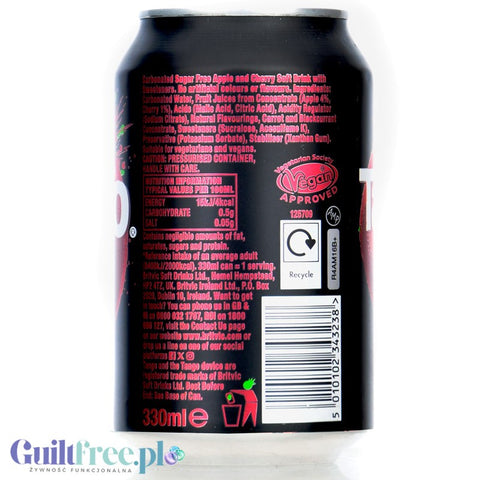Tango Sugar Free Cherry 330ml - napój zero kcal bez cukru o smaku wiśniowym