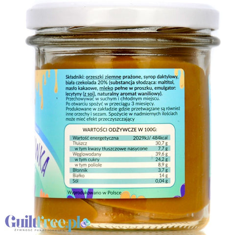 Krukam Czekokrówka Biała Czekolada - pasta arachidowa z białą czekoladą bez dodatku cukru