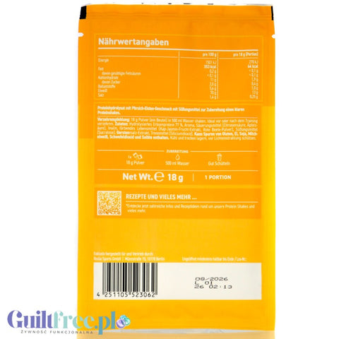 Rocka Nutrition Clear Protein Ice Tea Peach - vegan hydrolysate protein supplement sachet 60kcal & 10g protein