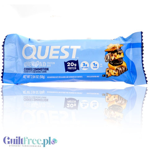 Quest Overload Cookie Commotion - baton proteinowy bez cukru i maltitolu, smak Karmel, Ciasteczka & Czekolada