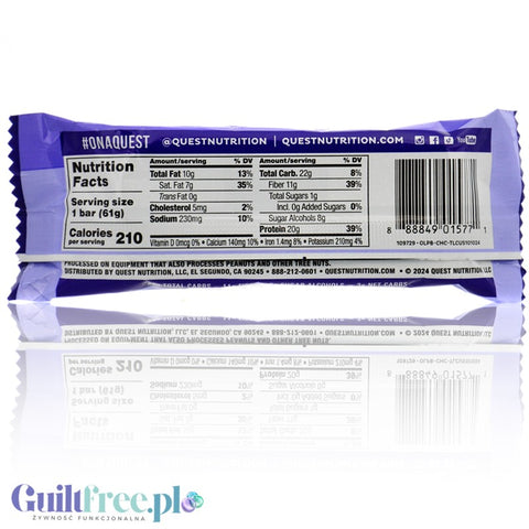 Quest Overload Chocolate Explosion - baton proteinowy bez cukru i maltitolu, smak Brownie & Czekolada