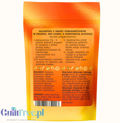 Funky Jelly Orange Galaretka Pomarańczowa x 3 porcje - galaretka bez cukru o smaku pomarańczowym