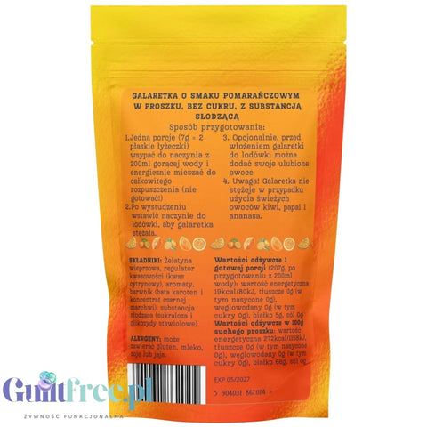 Funky Jelly Orange Galaretka Pomarańczowa x 15 porcji - galaretka bez cukru o smaku pomarańczowym