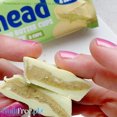 Ahead White Chocolate & Pistachio Creme Cups - czekoladki z nadzieniem pisatacjowym w białej czekoladzie