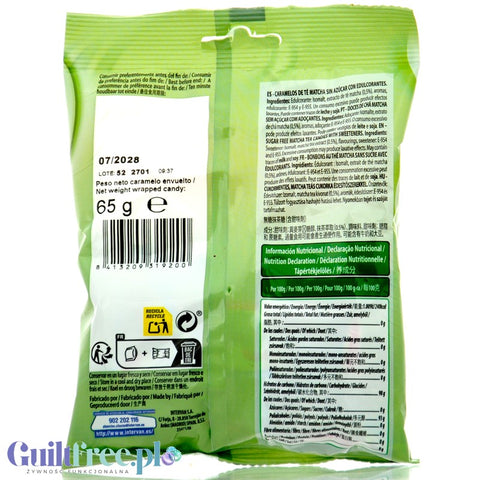 Pictolin Matcha Tea 65g - cukierki bez cukru z ekstraktem zielonej herbaty matcha