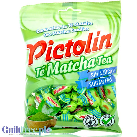 Pictolin Matcha Tea 65g - cukierki bez cukru z ekstraktem zielonej herbaty matcha