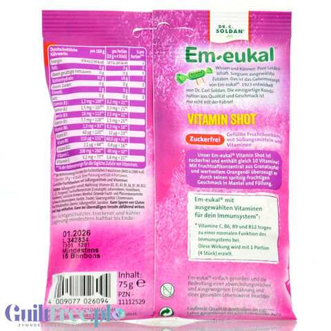 Em-eukal Vitamin Shot - stuffed sugar-free candies with vitamins in a multifruit flavor
