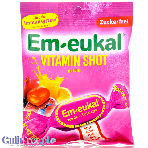 Em-eukal Vitamin Shot - stuffed sugar-free candies with vitamins in a multifruit flavor