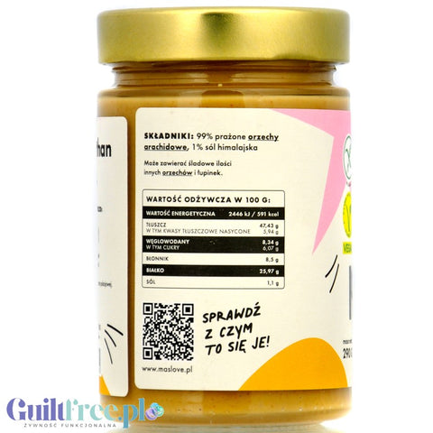 Maslove Arachidowe z Solą Himalajską 290g mielone masło orzechowe 100% orzechy, szklany słoik
