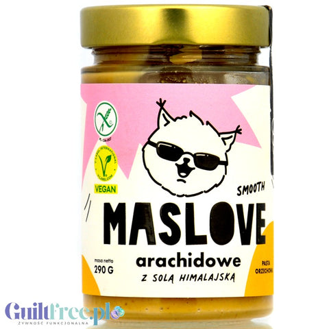 Maslove Arachidowe z Solą Himalajską 290g mielone masło orzechowe 100% orzechy, szklany słoik