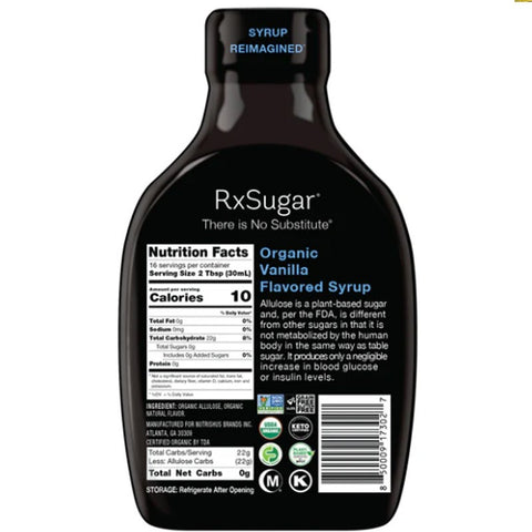 RxSugar Allulose 473ml, Vanilla - słodzik, alluloza w płynnym syropie, smak waniliowy