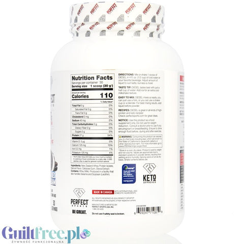 Perfect Sport Diesel 100% Whey Isolate Bubble Milk Tea Honeydew Melon - izolat WPI z Nowej Zelandii bez cukru i tłuszczu