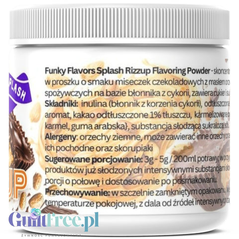 Funky Flavors Splash Rizzup 200g - aromat słodzący w proszku bez cukru, smak Czekolady z Masłem Orzechowym