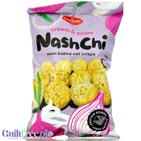 Nordcrunch NashChi Cream & Onion - oat and pea crisps with cream and onion flavor.