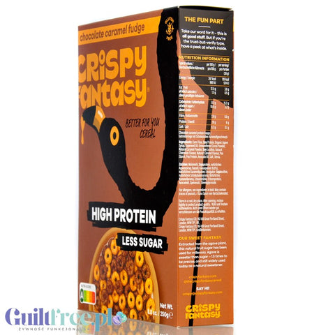 Crispy Fantasy Protein Cereal Chocolate Caramel Fudge - protein breakfast cereal without gluten 28% protein