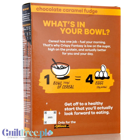 Crispy Fantasy Protein Cereal Chocolate Caramel Fudge - protein breakfast cereal without gluten 28% protein