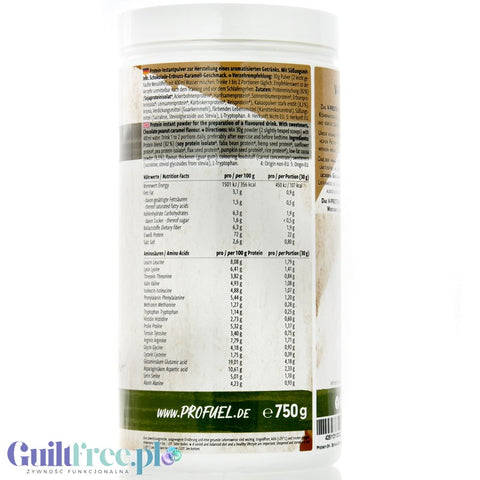 Pro Fuel V-Protein 8K Choco Peanut Caramel 750g - vegan protein supplement with chocolate peanut caramel flavor