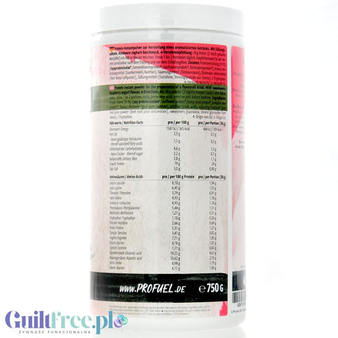Pro Fuel V-Protein 4 K Raspberry Yogurt 750g - vegan raspberry yogurt flavored protein supplement.