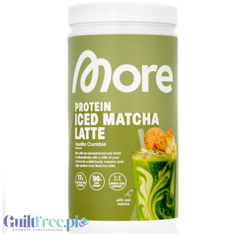 More Nutrition Protein Iced Matcha Latte Vanilla Crumble 500g - proteinowa zielona herbata matcha bez cukru 17g białka