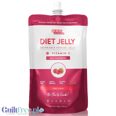 BeKeto Diet Konjac Jelly, Wild Raspberry 4kcal - dietetyczna galaretka do picia bez cukru