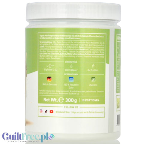 Rocka Nutrition Protein Shake White Choco Pistachio 300g - wegańska odżywka białkowa o smaku białej czekolady z pistacją
