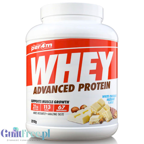 Per4m Whey Advanced Protein White Chocolate Hazelnut 2kg - gęsta odżywka białkowa WPC, WPI & MPC, Biała Czeko & Orzechy laskowe