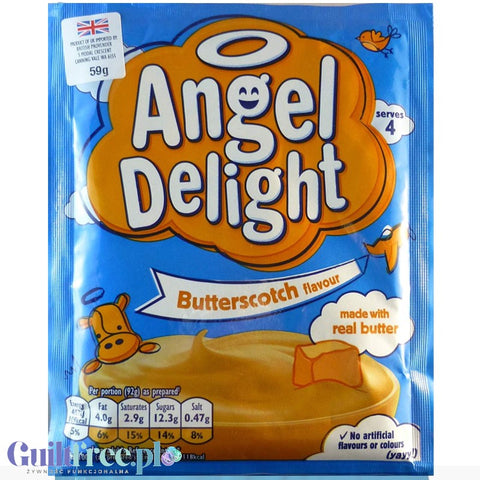 Angel Delight Butterscotch - puszysty mus maślano-ciasteczkowy instant, 98 kcal
