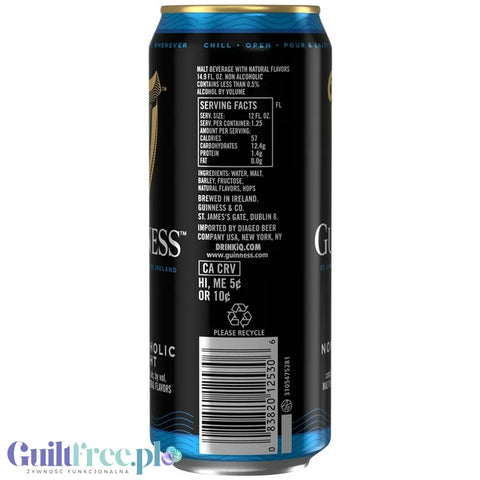 Guinness 0.0% Alcohol Free Draught Stout - ciemne piwo bezalkoholowe import