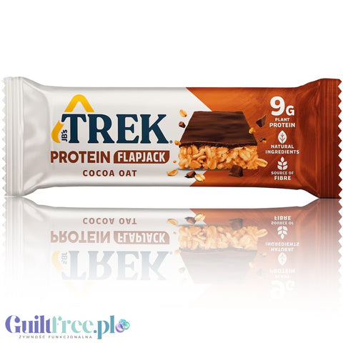 Trek Protein Flapjack Cocoa Oat - bezglutenowy wegański baton z ciemną czekoladą 9g białka