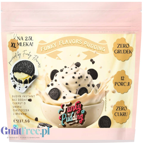 Funky Pudding Cookies & Cream - ciasteczkowy budyń bez cukru, 12 porcji