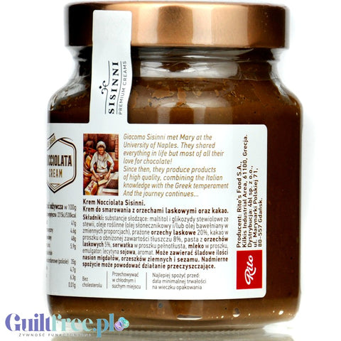 Sisinni Premium Creams Nocciolata Cream Stevia - hazelnut and cocoa cream, sugar-free, with stevia