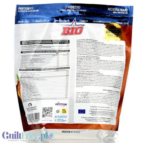 BIG® CFM ISO Zero, Mowgly Chocolate 1kg - ekskluzywna odżywka białkowa WPI CFM Lacprodan®, smak Czekolada & Herbatnik