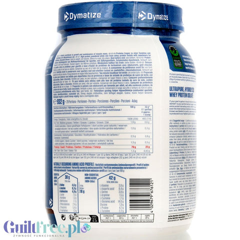 Dymatize ISO100 Hydrolyzed Whey Protein Smooth Banana - odżywka białkowa bez cukru 25g białka, WPI & Hydrolizat