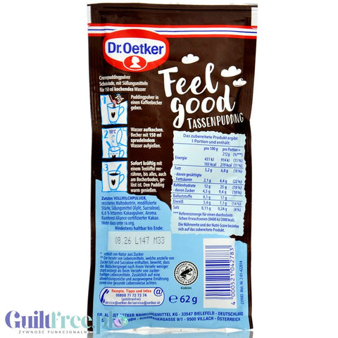 Dr Oetker Feel Good Tassenpudding Schoko - budyń czekoladowy bez cukru instant bez gotowania
