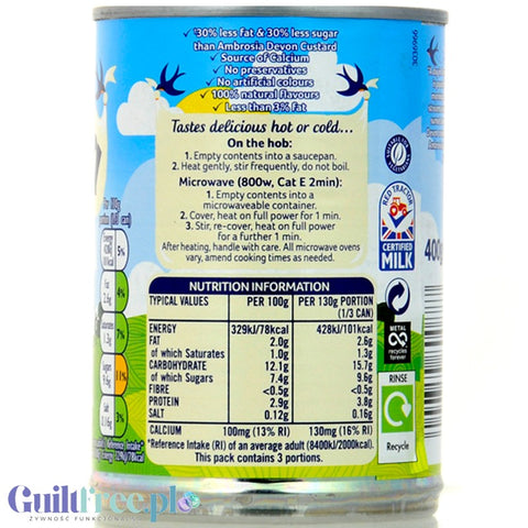 Ambrosia Devon Custard Light - krem deserowy 30% mniej cukru i tłuszczu