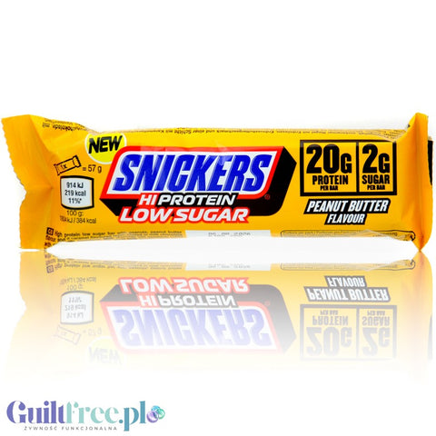 Snickers Hi-Protein Low Sugar Peanut Butter - baton proteinowy 30% bez cukru 20g białka & 219kcal