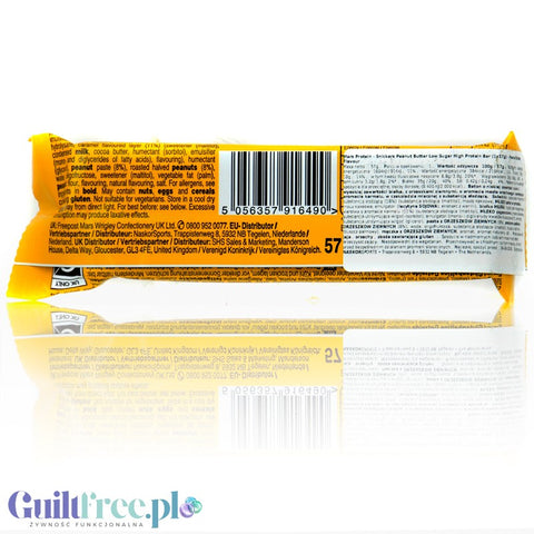 Snickers Hi-Protein Low Sugar Peanut Butter - baton proteinowy 30% bez cukru 20g białka & 219kcal