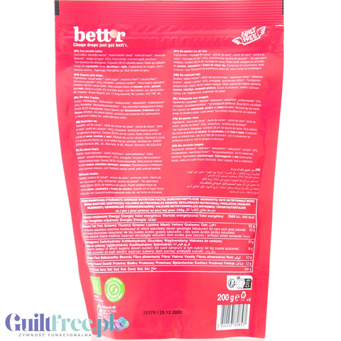 Bett'r Pink Choqo Drops - wegańskie, organiczne kropelki z białej czekolady z truskawką