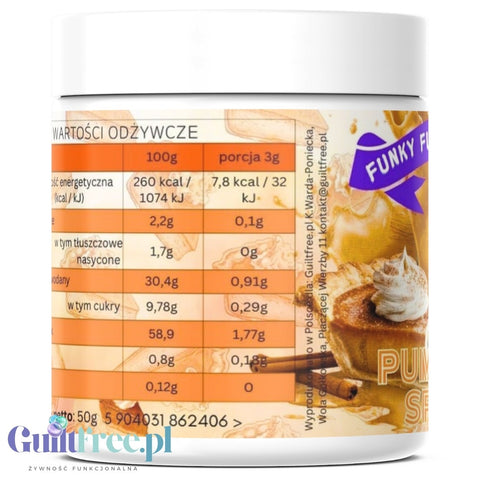 Funky Flavors Splash Pumpkin Spice 50g - skoncentrowana posypka smakowa do kawy i deserów, 7kcal
