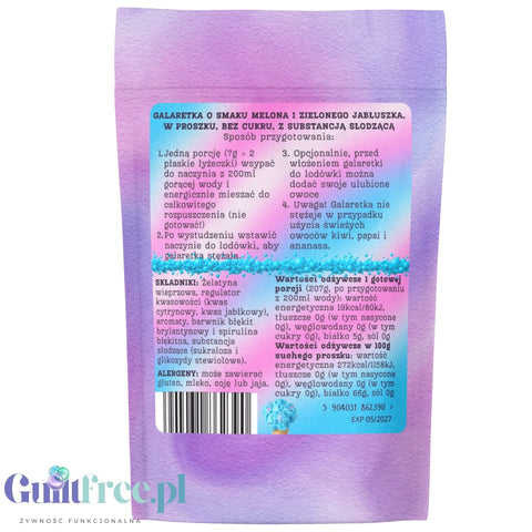 Funky Jelly Bubble Gum x 3 porcje - błękitna galaretka bez cukru, smak Guma Balonowa