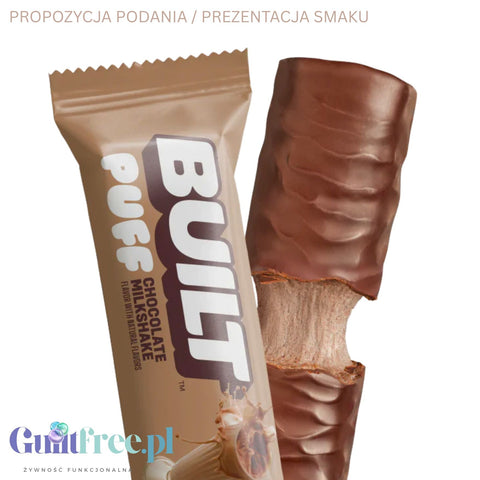 Built Bar Protein Puffs Chocolate Milkshake - protein marshmallow bar in chocolate 17g protein & 140kcal