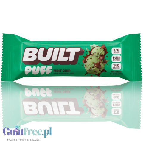 Built Bar Protein Puffs Mint Chip - marshmallow protein bar in chocolate 17g protein & 140kcal