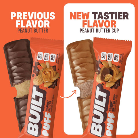 Built Bar Protein Puffs Peanut Butter Cup - protein marshmallow bar in chocolate 17g protein & 140kcal