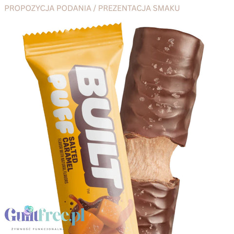 Built Bar Protein Puffs Salted Caramel - marshmallow protein bar in chocolate 17g protein & 140kcal